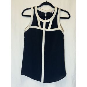 NEW Candies Sleeveless Blouse Tank Top‎ Black White Colorblock Medium EUC W1